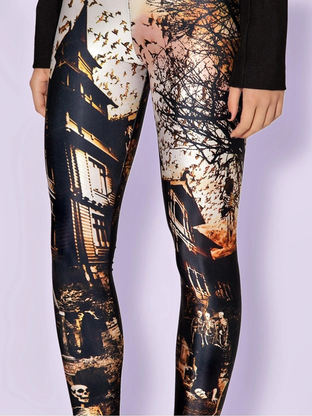 BlackMilk Haunted House Leggings 2.0 Small Halloween Horror Gothic